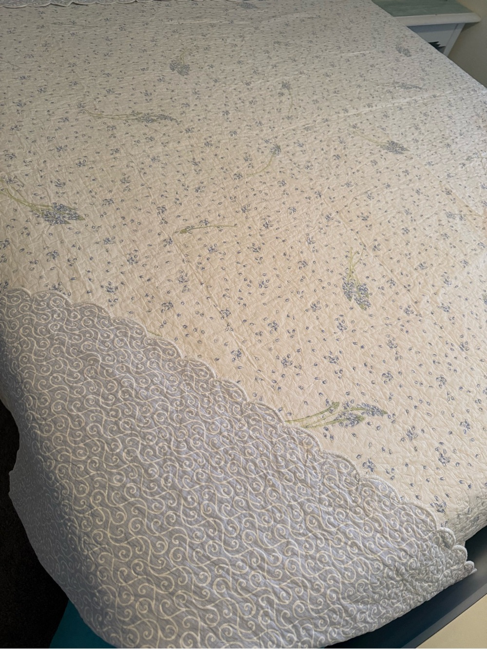 Authentic Vintage Yves Delorme Paris "Jacinthe" Quilted Coverlet Bedspread Queen - Picture 7 of 11